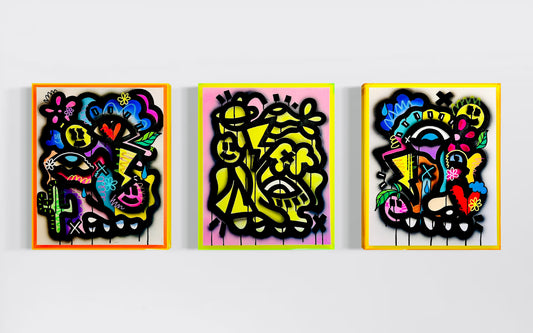 Chromatic Convergence- Original Framed Triptych